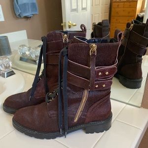 Topshop oxblood pony hair booties